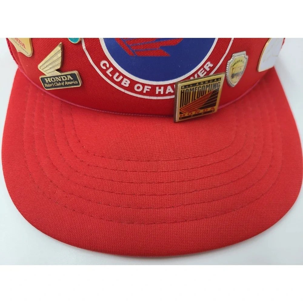 Vtg Honda Riders Ray Wilts Club of Hanover Mesh Snapback Hat Cap w/ Lapel Pins‎